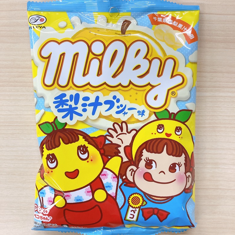 ミルキー梨汁ブシャー味　パッケージ